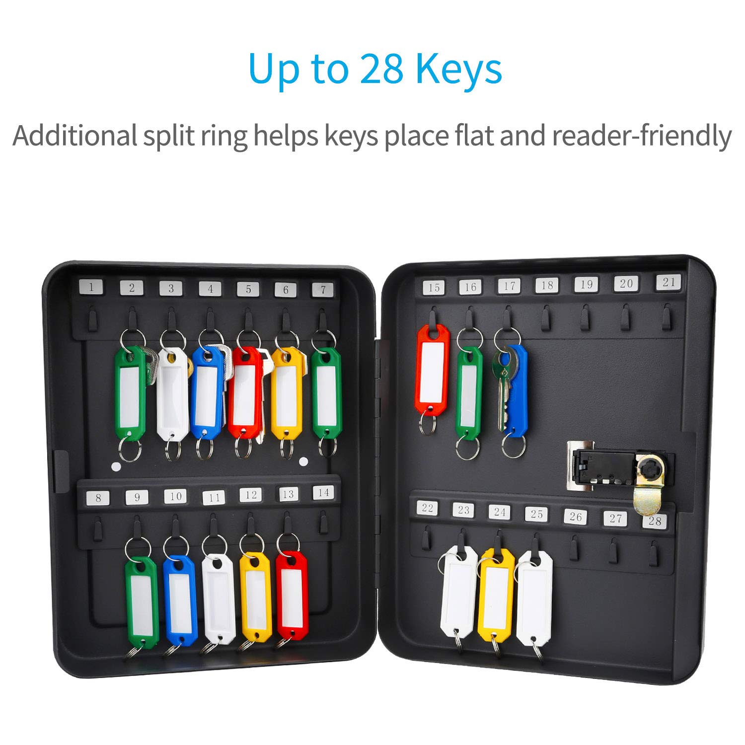 small size safety metal combination lock key box with 20 hooks wall-mounted key box